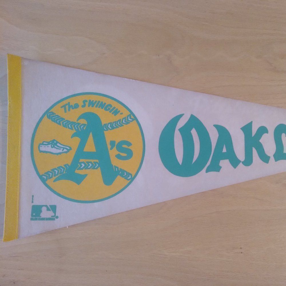 Vintage 60s Oakland Athletics MLB Pennant Flag